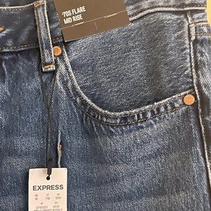 Express '70s Flare Mid Rise Jeans, Size 4R